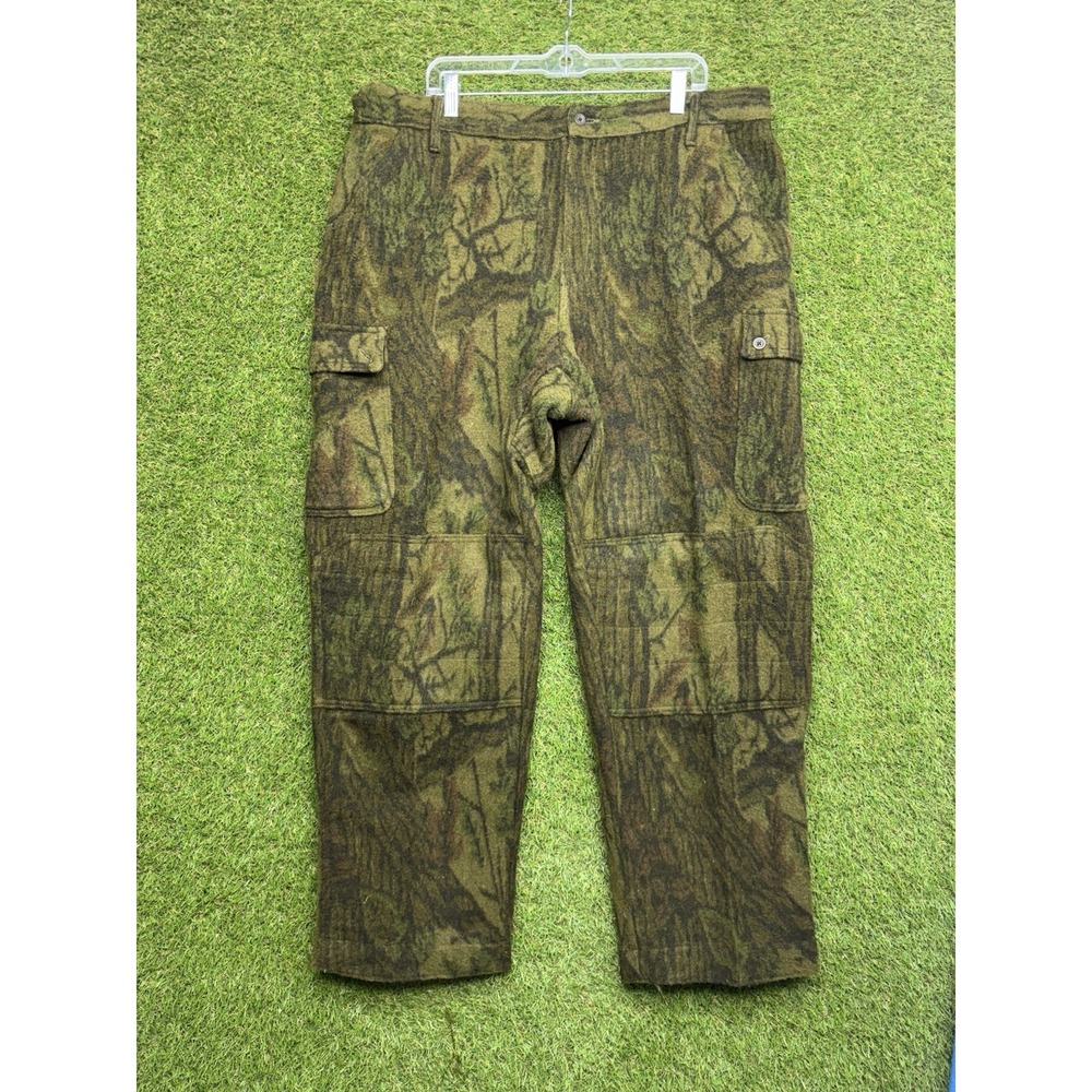 Columbia Wool Camo Pants Mens 42 Hunting Horn Mesa Thick Belted Cargo Vintage